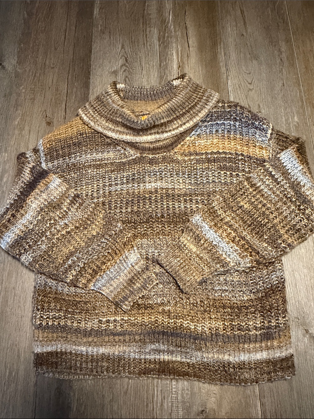 Ruby Rd. Brown & Cream Striped Turtleneck Sweater